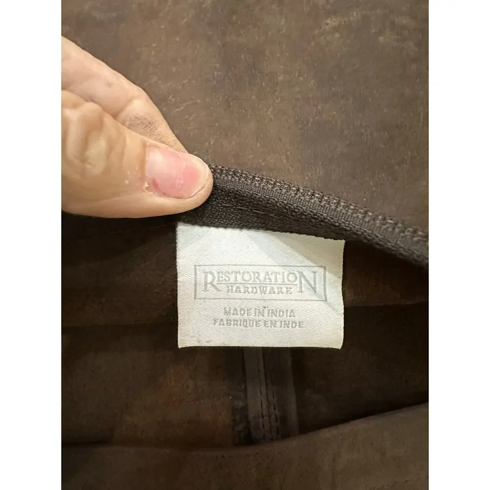 Restoration Hardware 22’ Brown 100% suede Leather Pillow Covers